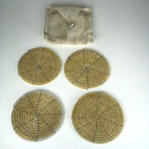 Kim Seybert Luxury Metallic Beaded Coasters Set Of 4 Nyc Designer India